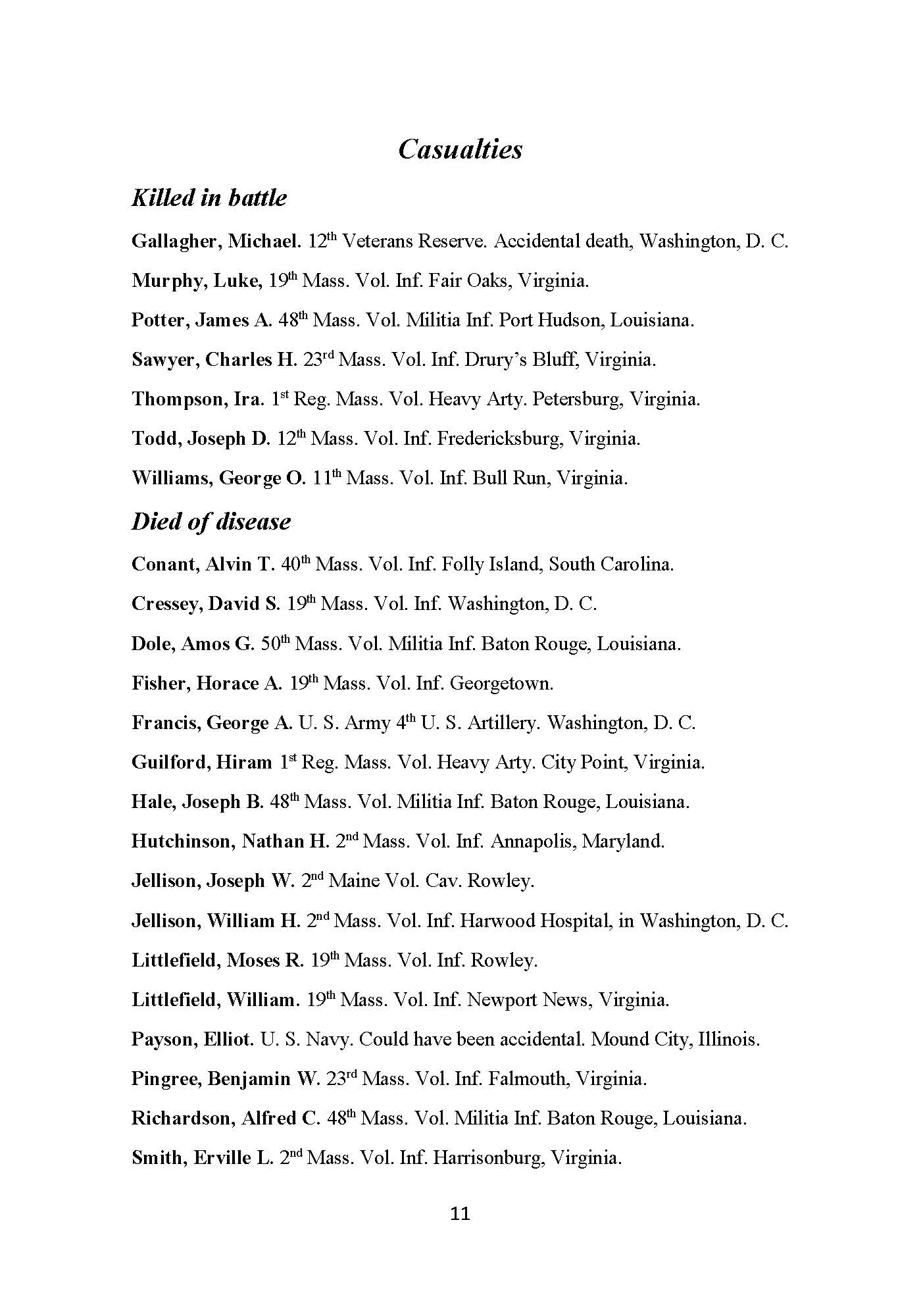 Rowley's Civil War Service: A History and Roster